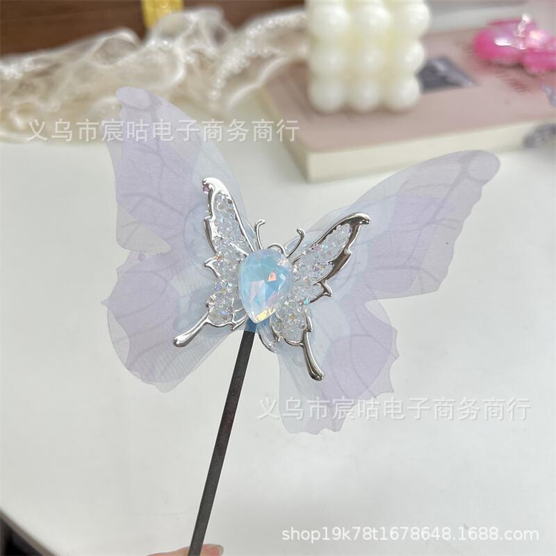 Wholesale  2pcs Big Butterfly Acrylic Alloy Adhesive Drill Handmade Through Hole