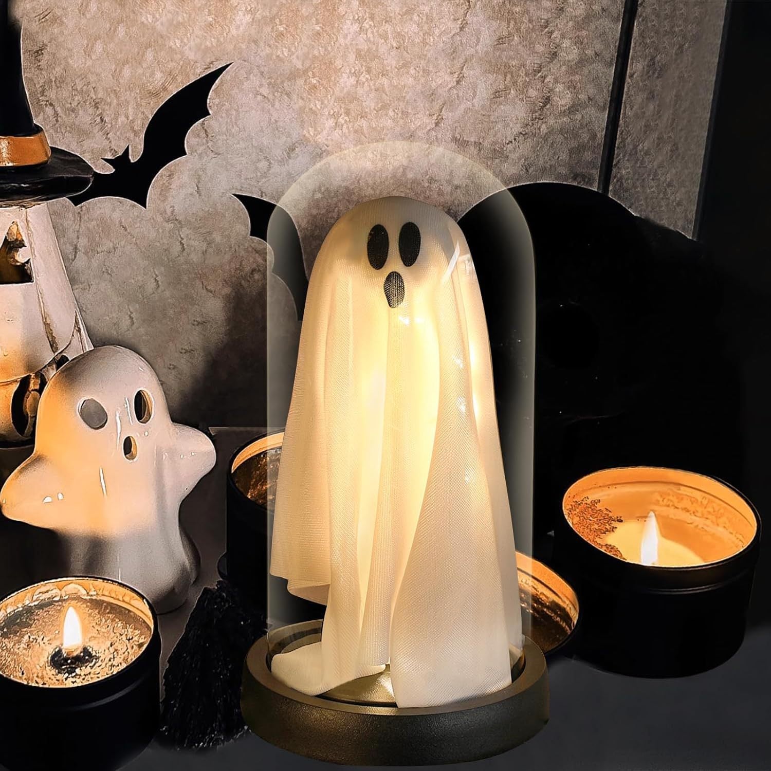 Wholesale Halloween Decoration Glowing Ghost in Glass Clock