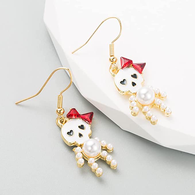 Wholesale Zinc Alloy Rhinestone Pumpkin Skull Earrings Gothic  Party Fashion Accessory For Boutique Resale
