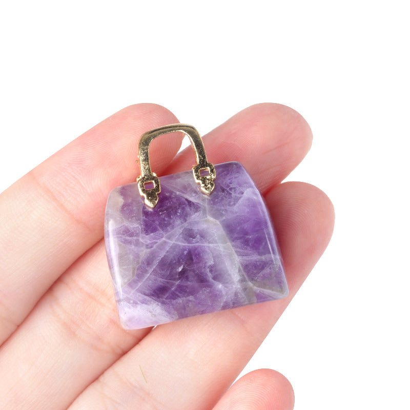 Wholesale Natural Crystal Stone Mini Handbag Bag Decoration