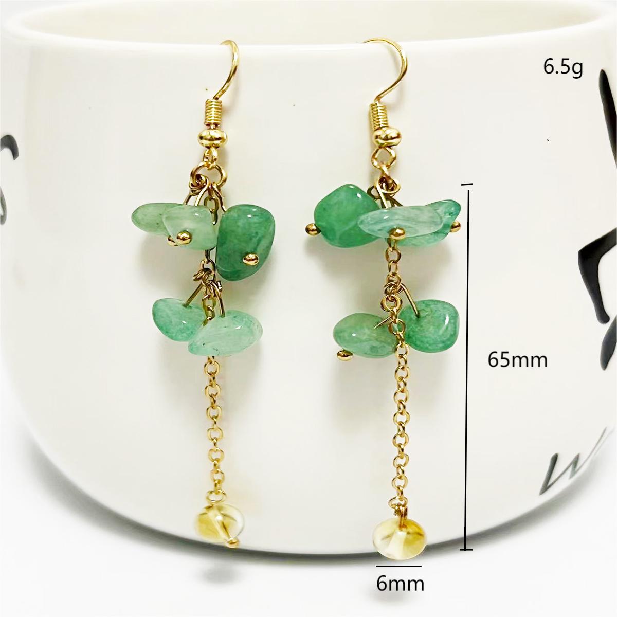 Wholesale Crystal Colorful Sweet Natural Crushed Stone Tassel Earrings