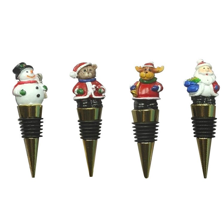 Wholesale Christmas Wine Cork Old Man Gift Resin Metal Red Wine Cork