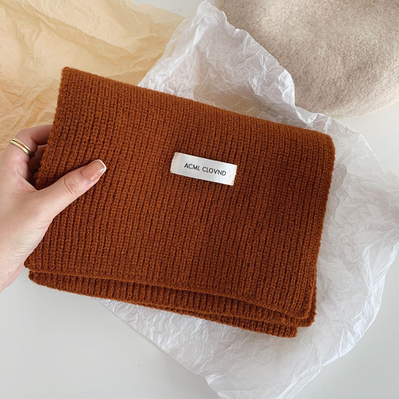 Wholesale Solid Color Knitted Warm and Thickened Woolen Scarves for Autumn and Winter