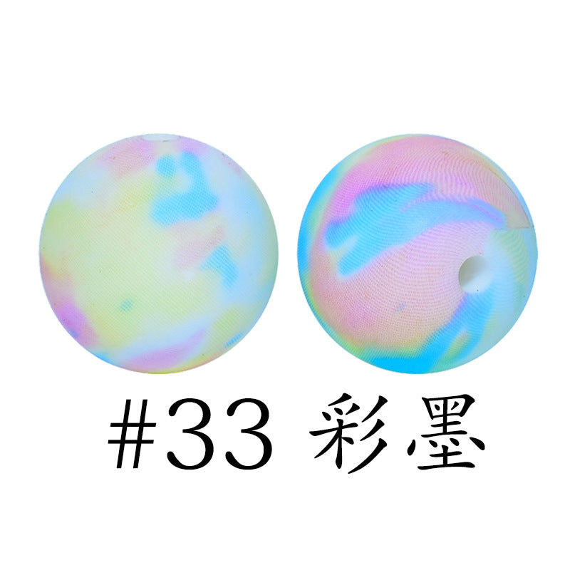 Wholesale 50pcs 16mm Print Silicone Beads Colorful Silicone Water Transfer Beads