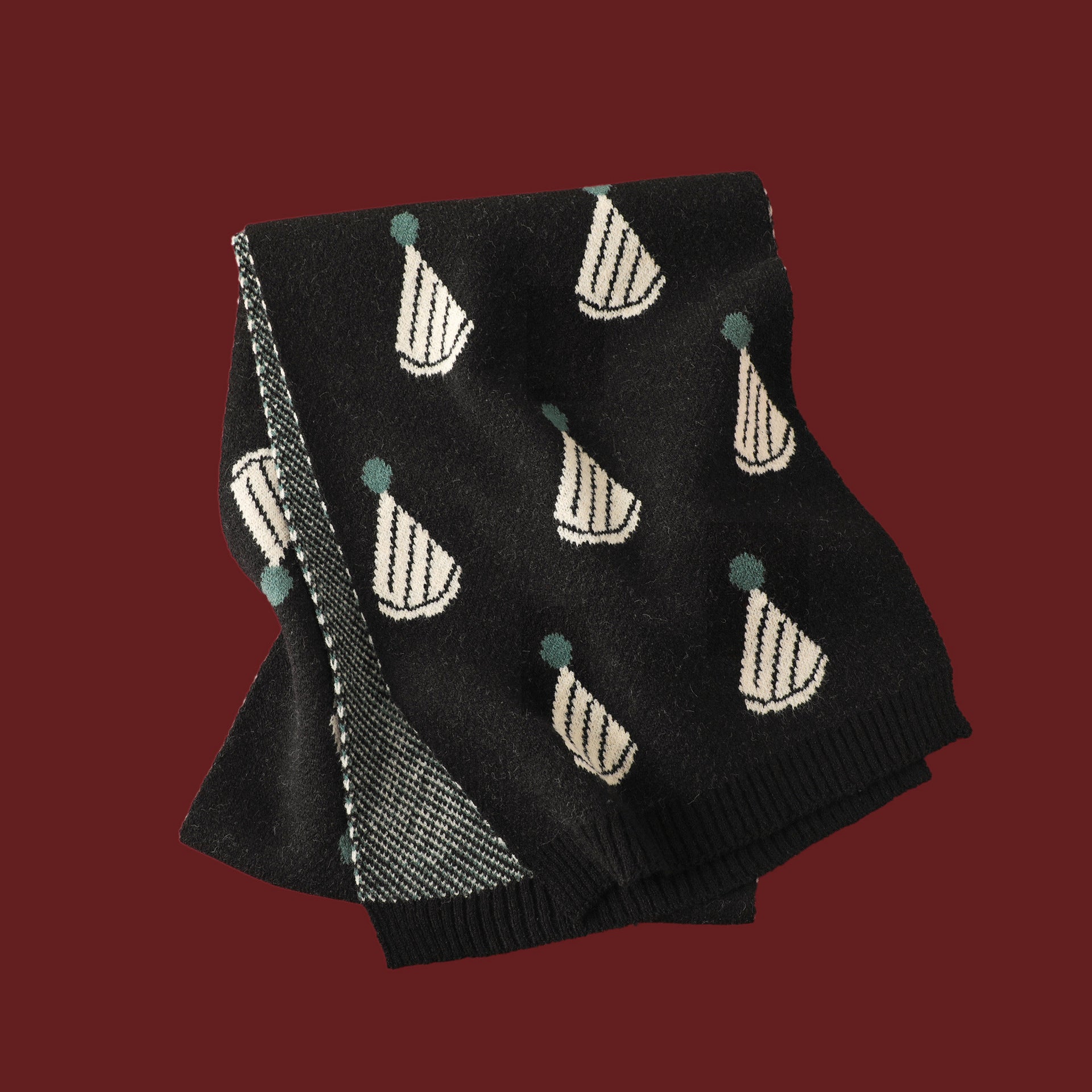 Wholesale Christmas Knitted Wool Red Scarf