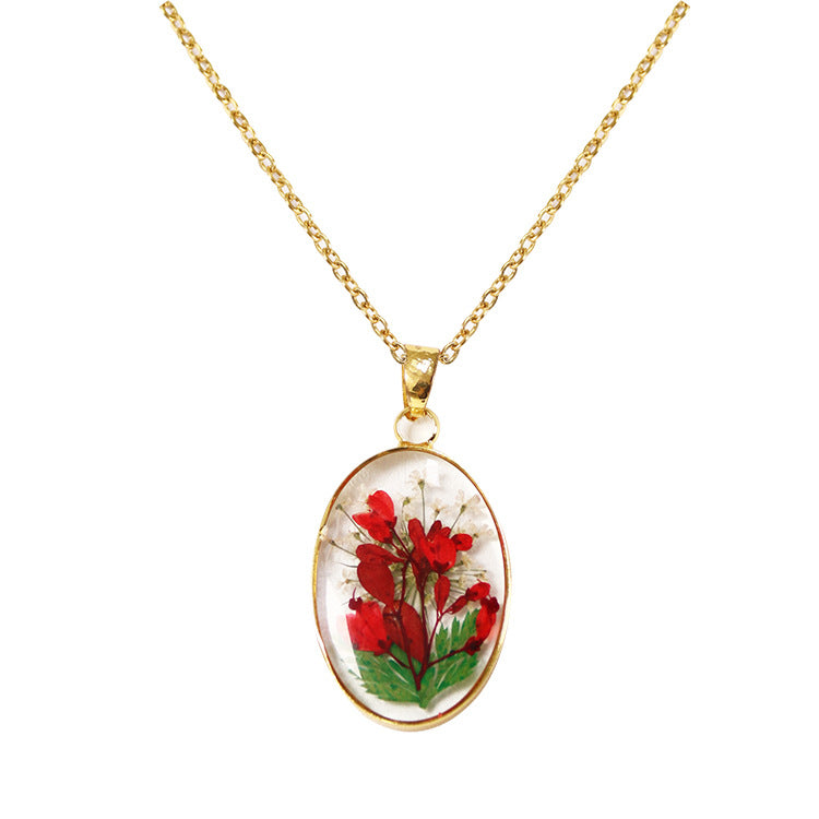 Wholesale 6pcs Original Resin Dried Flower Dripping Glue Necklace