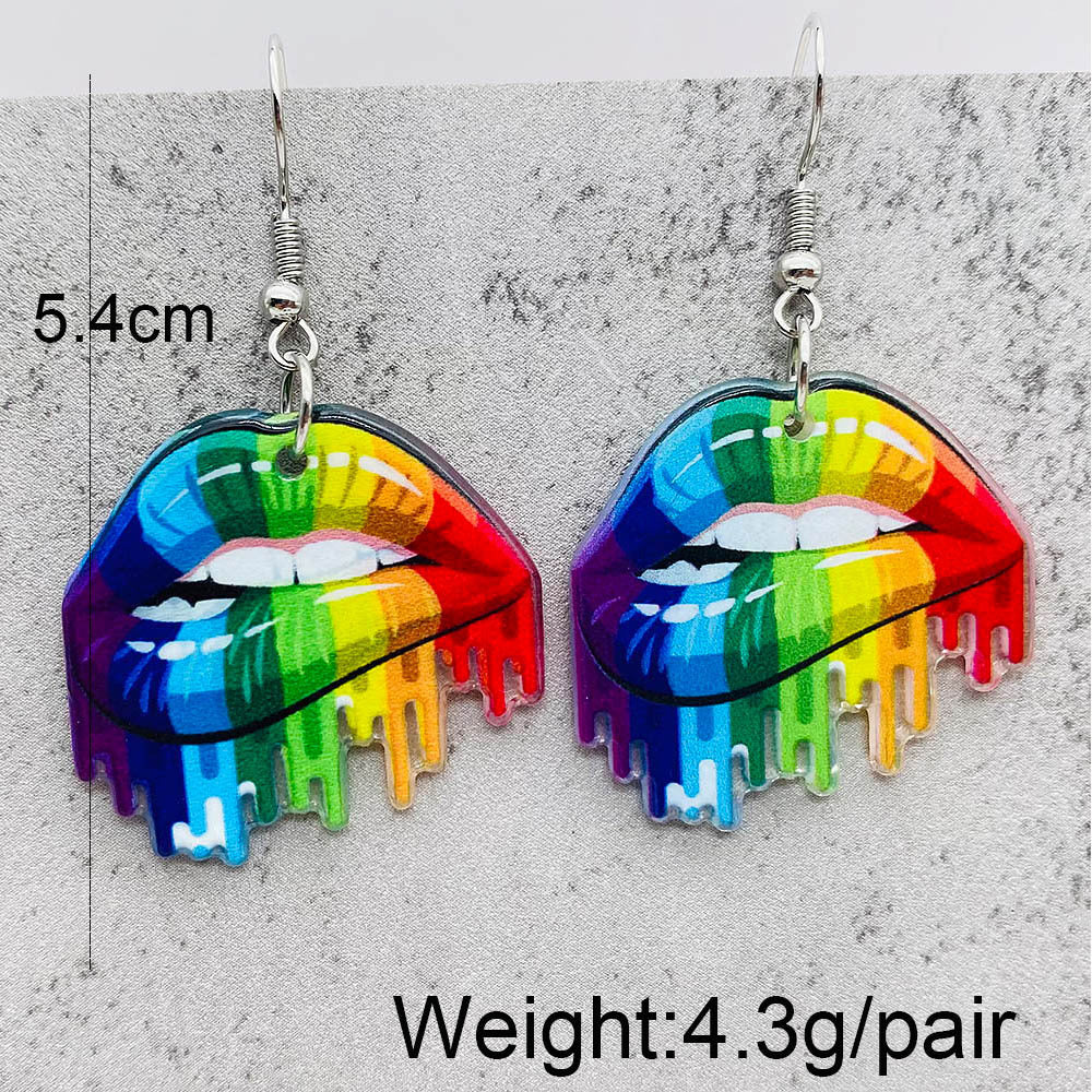 Wholesale Rainbow Mouth Acrylic Earrings
