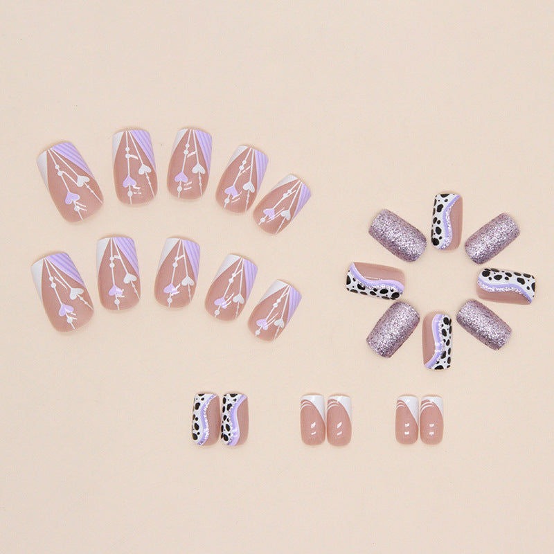 Wholesale Milk Cow Pattern Love Nail Stickers