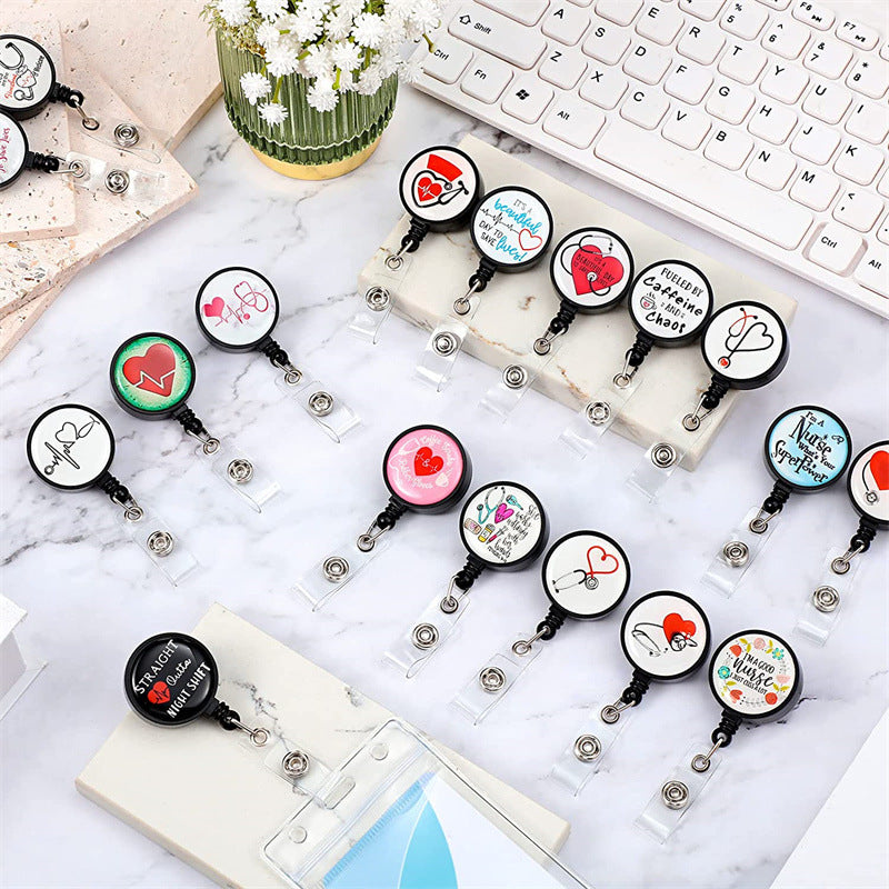 Wholesale Easy Pull Button Nurse Retractable Badge Scroll ABS Keychain