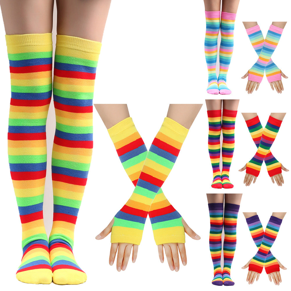 Wholesale Rainbow Striped Over-the-knee High Socks