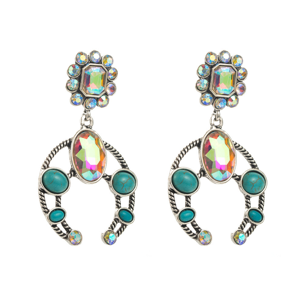 Wholesale Vintage Turquoise and Diamond Multi-Layer Bohemian Earrings