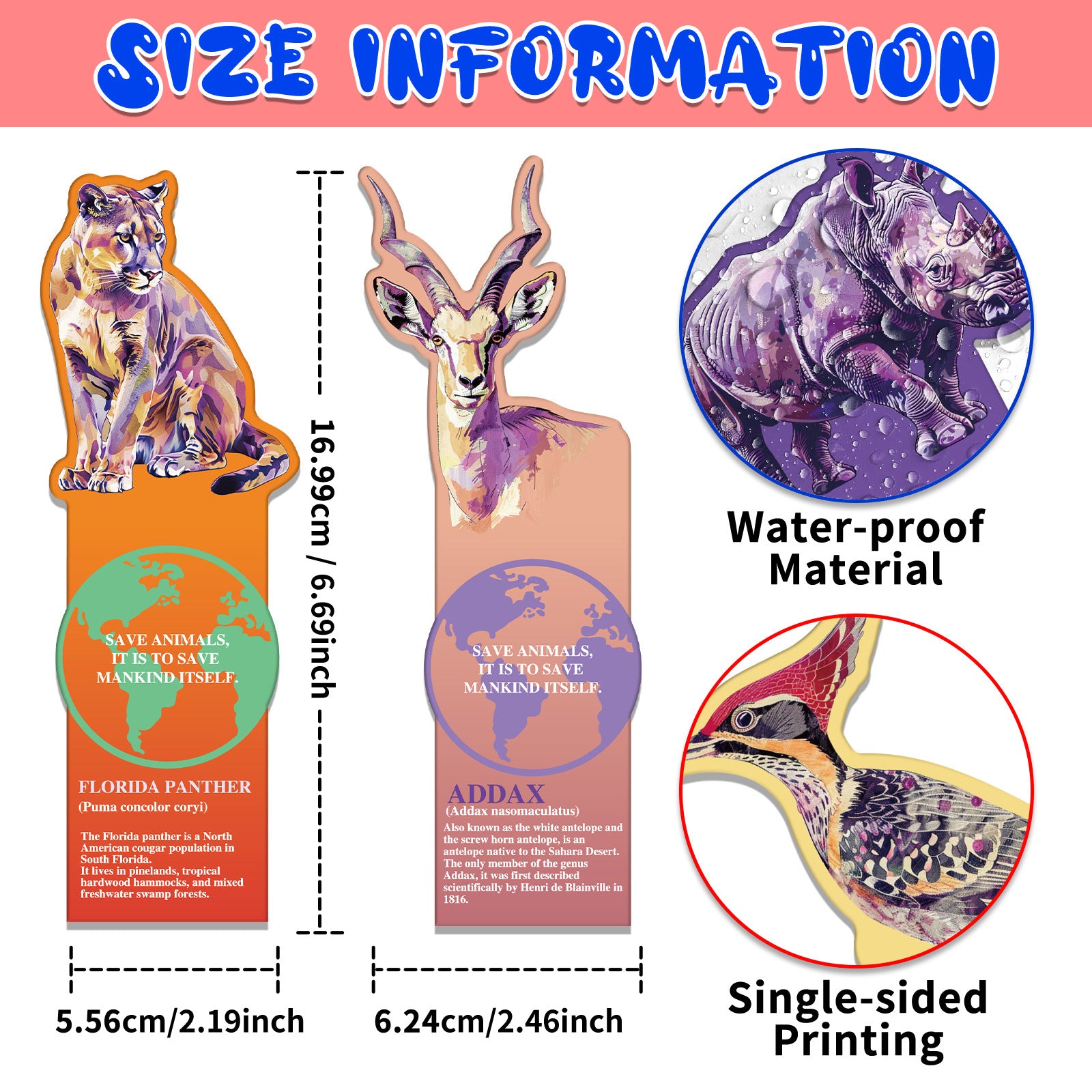 Wholesale 20pcs endangered animal paper bookmarks creative children student stationery