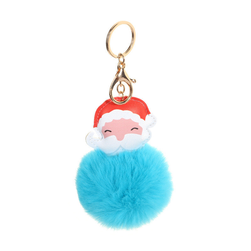 Wholesale Christmas Ball Environmentally Friendly Leather Santa Claus Plush Keychain