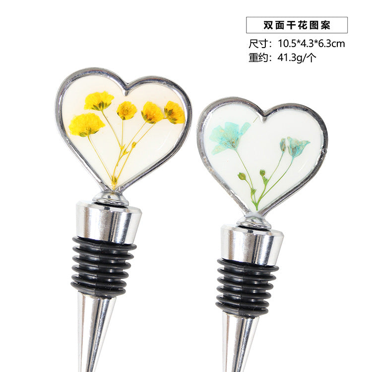 Wholesale 6pcs Creative Dried Flower Specimen Red Wine Bottle Stopper