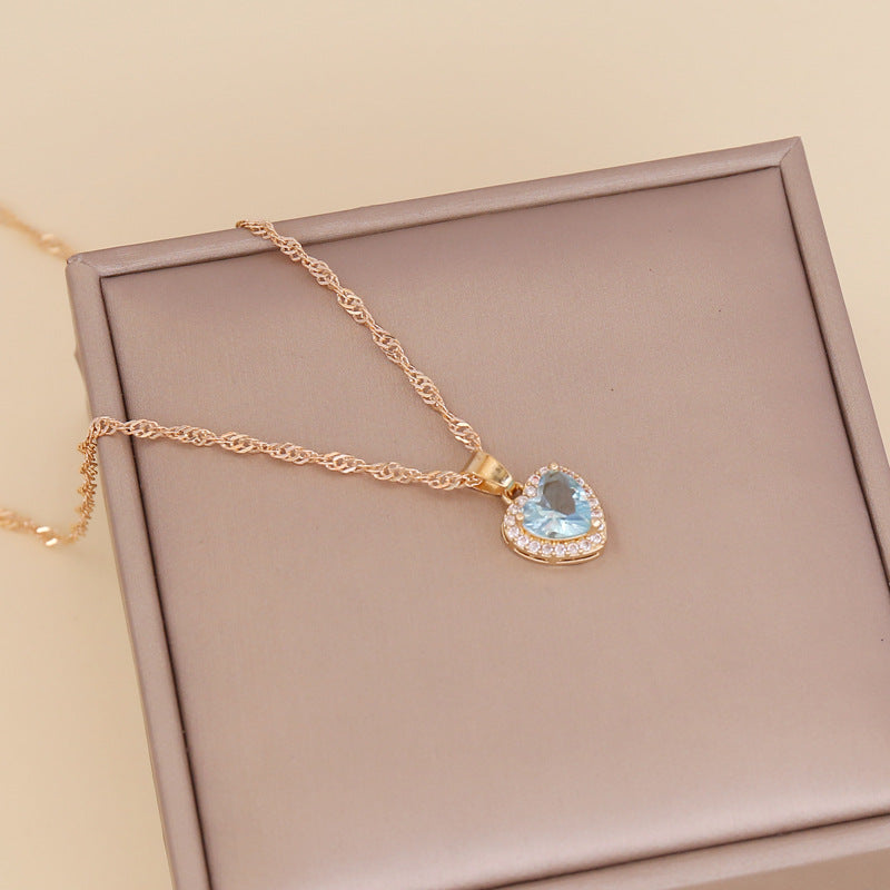 Wholesale Multicolor Love Zircon Necklace Clavicle Chain