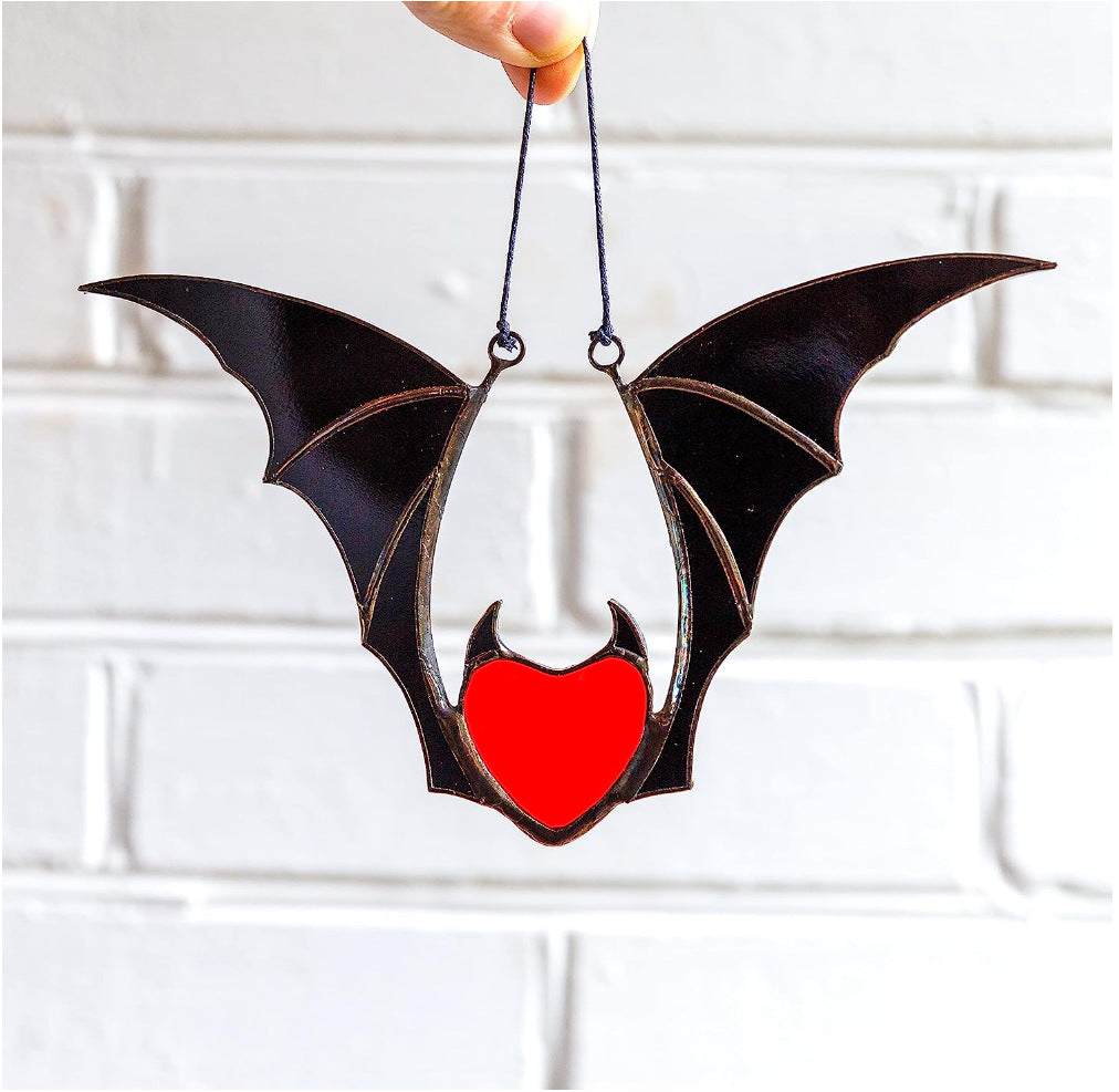 Wholesale Halloween Vampire Bat Stained Glass Window Hanging Ornament Decoration