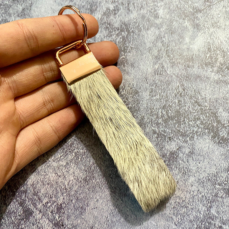 Wholesale Vintage Western Style Genuine Leather Horsehair Keychain