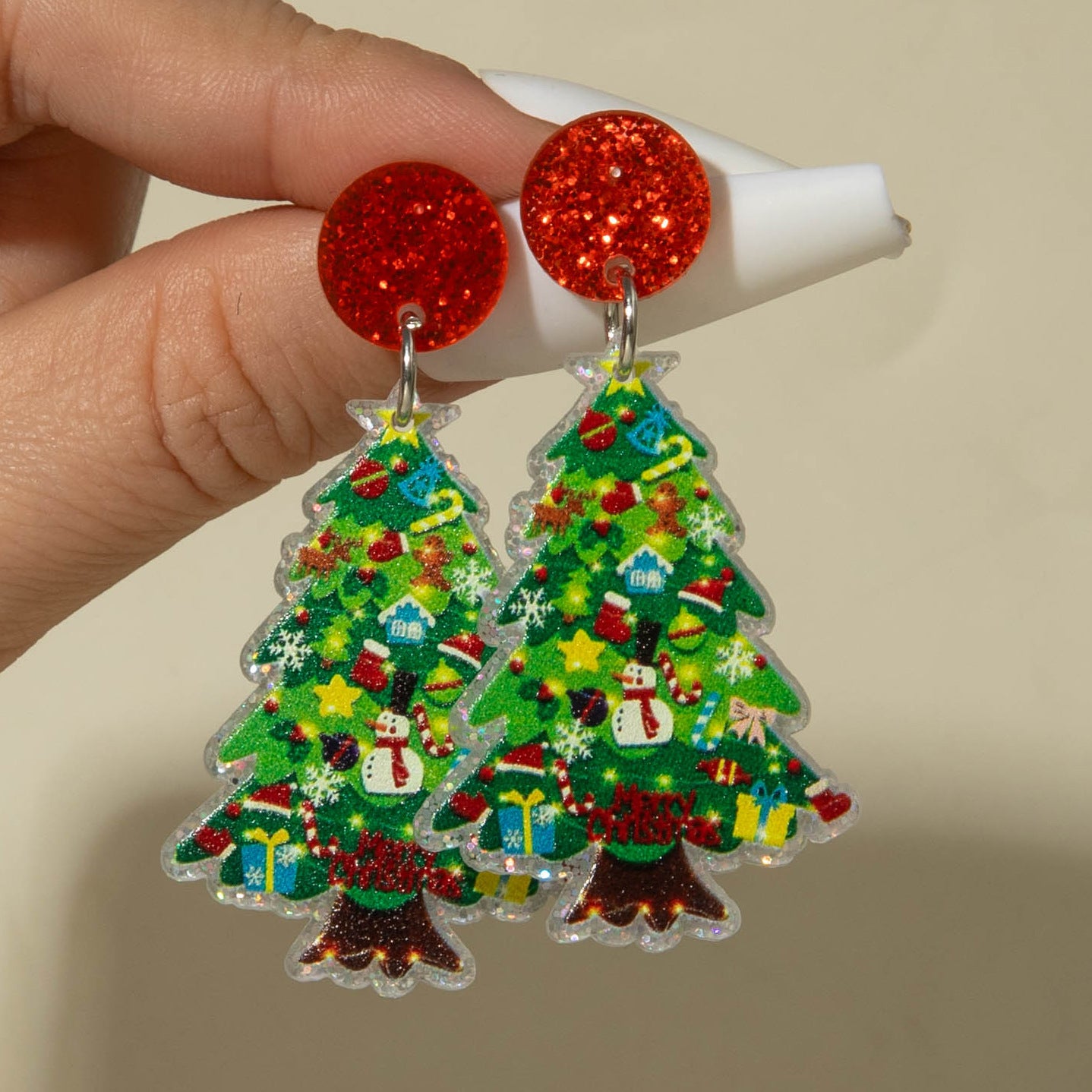 Wholesale  Santa Claus glitter Acrylic Earrings