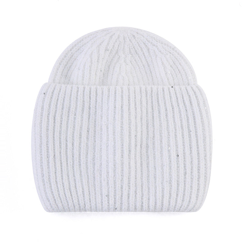 Wholesale Winter Knitted Hat Men's Woolen Hat Thickened Pure Rabbit Velvet Shiny Knitted Hat