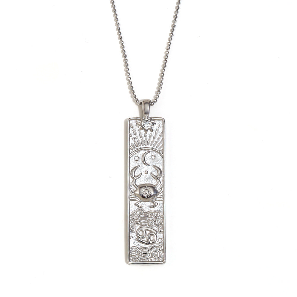 Wholesale Stainless steel plated square twelve zodiac sign necklace