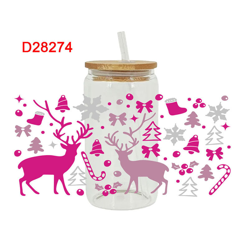 Wholesale Uv Transfer Sticker Glass Cup cactus 16oz Glass Cup Special Sticker