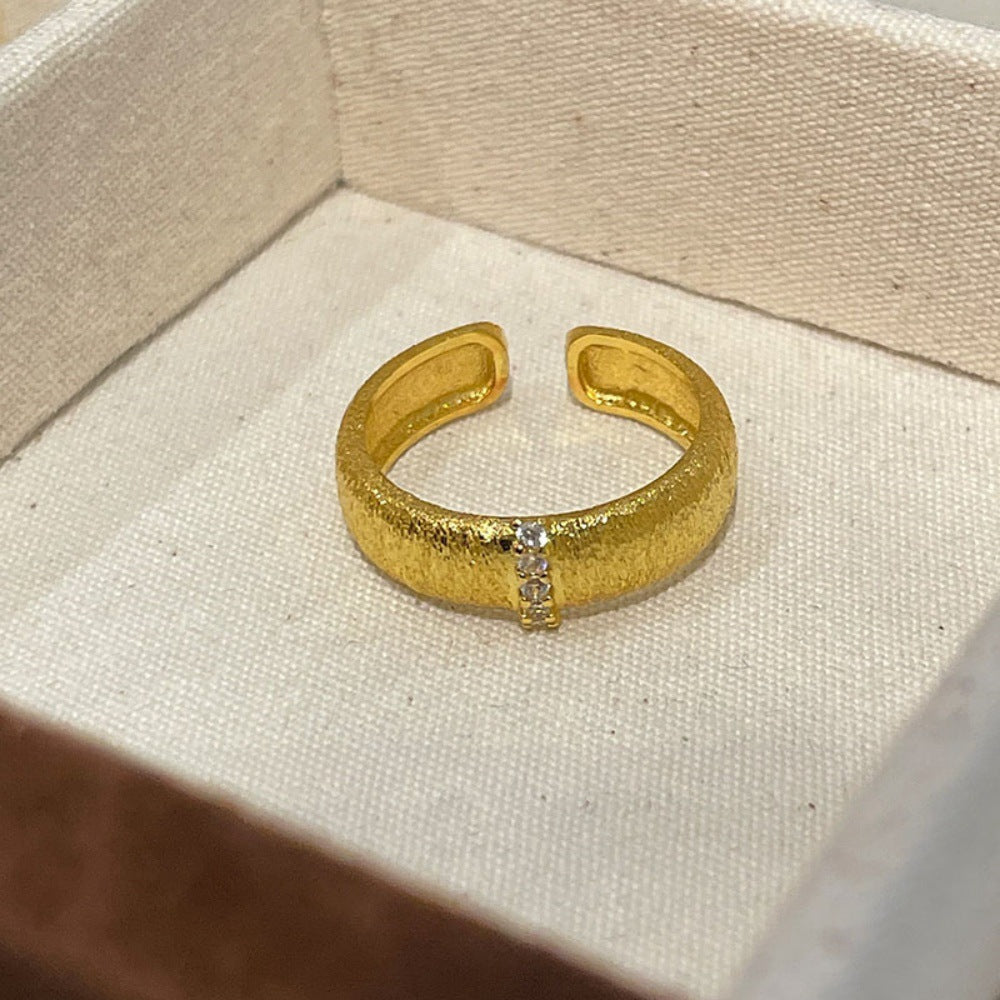 Wholesale Middle Ages Brushed 925 Sterling Silver Light Luxury High-end Gold Rings