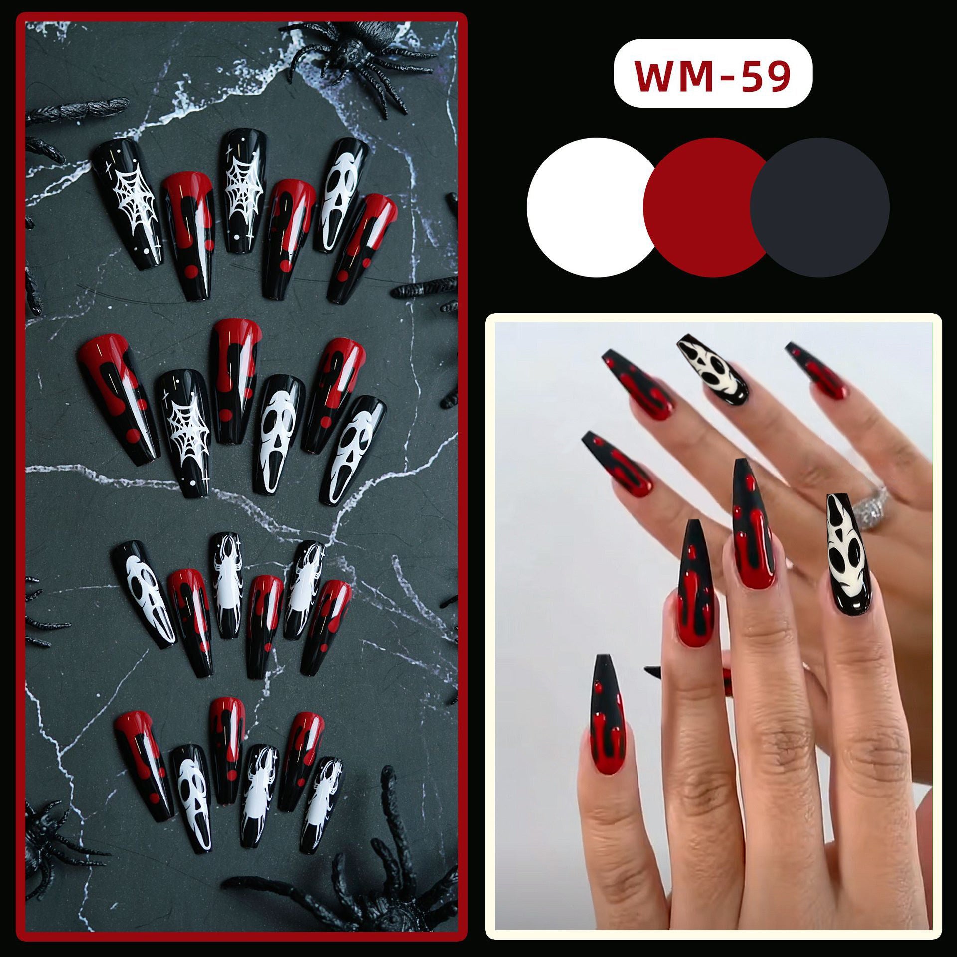 Wholesale  bloody ghost nail art patches wearable nail tips