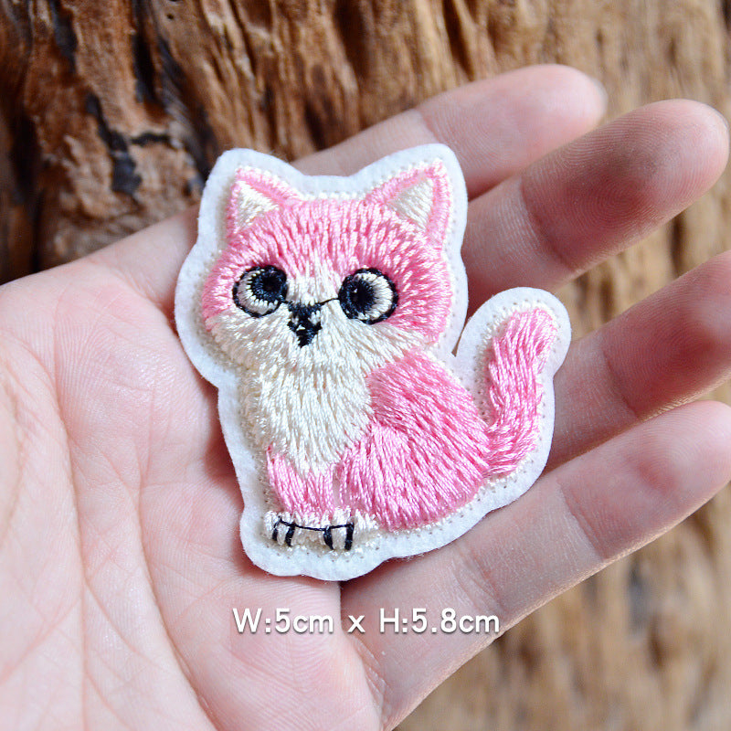 Wholesale Chic 3D Embroidery Cat Patch Polyester Cartoon Animal Repair Patch For DIY Clothing Towel Decor