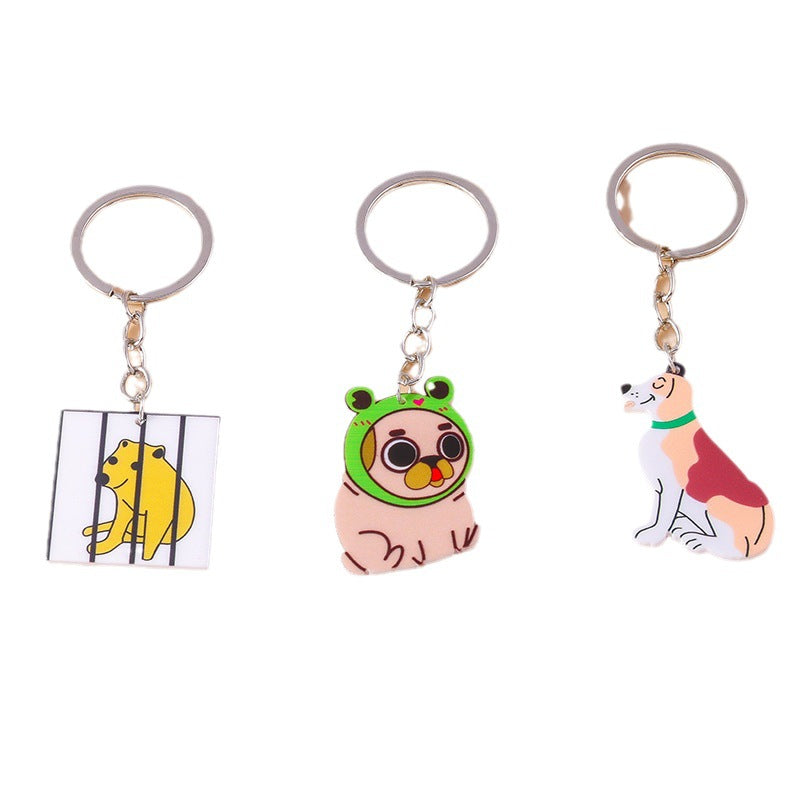 Wholesale Cartoon Cute Puppy Emoticon Pack Dog Head Acrylic Keychain