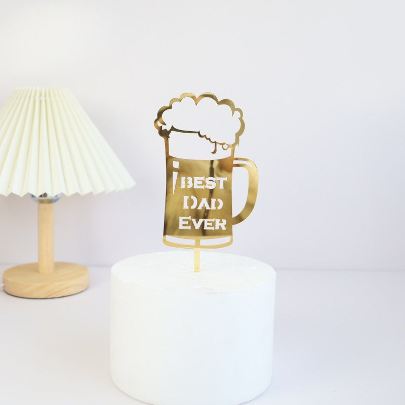 Wholesale 10PCS/PACK Father's Day Happy Acrylic Cake Card Decoration