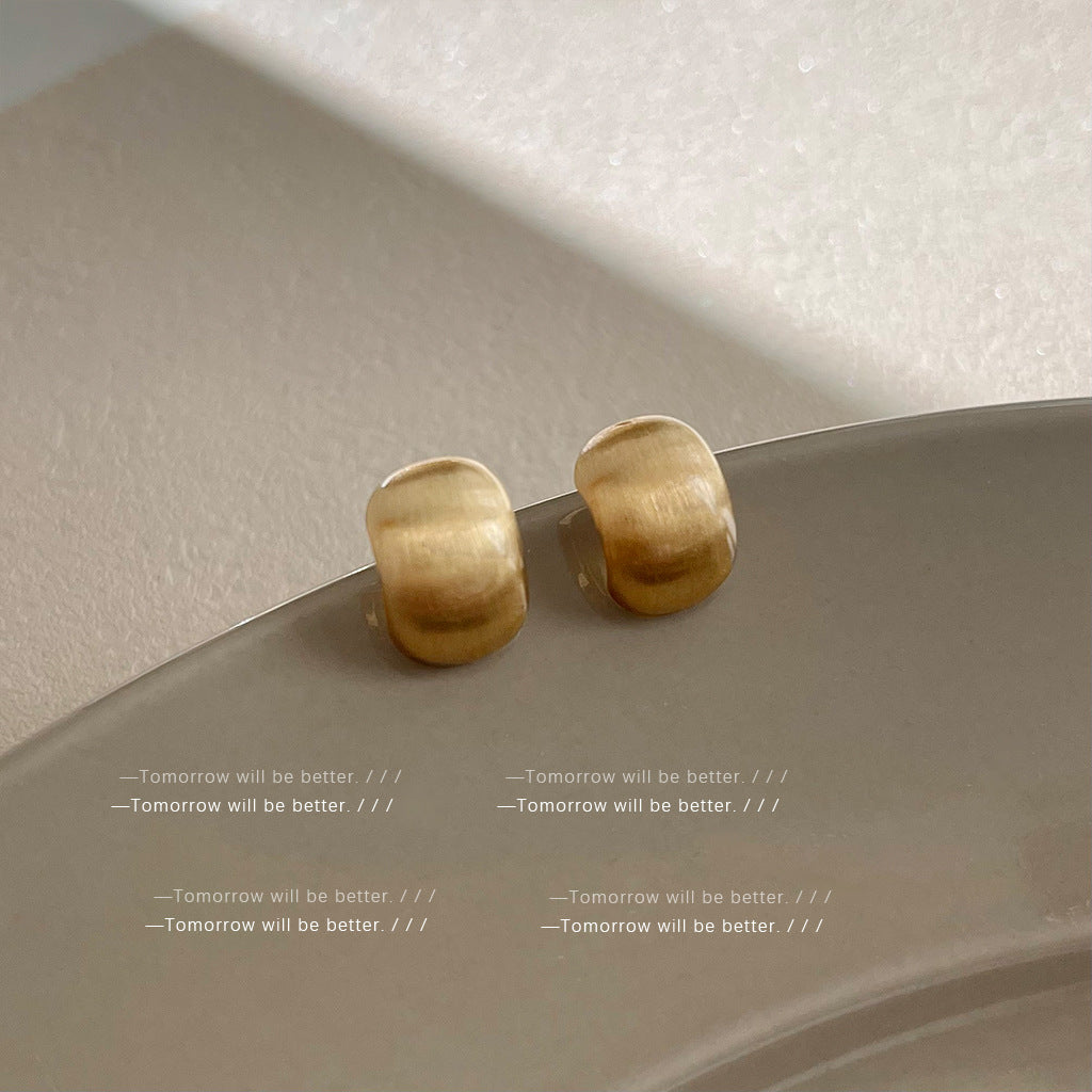 Wholesale Golden brushed frosted geometric earrings