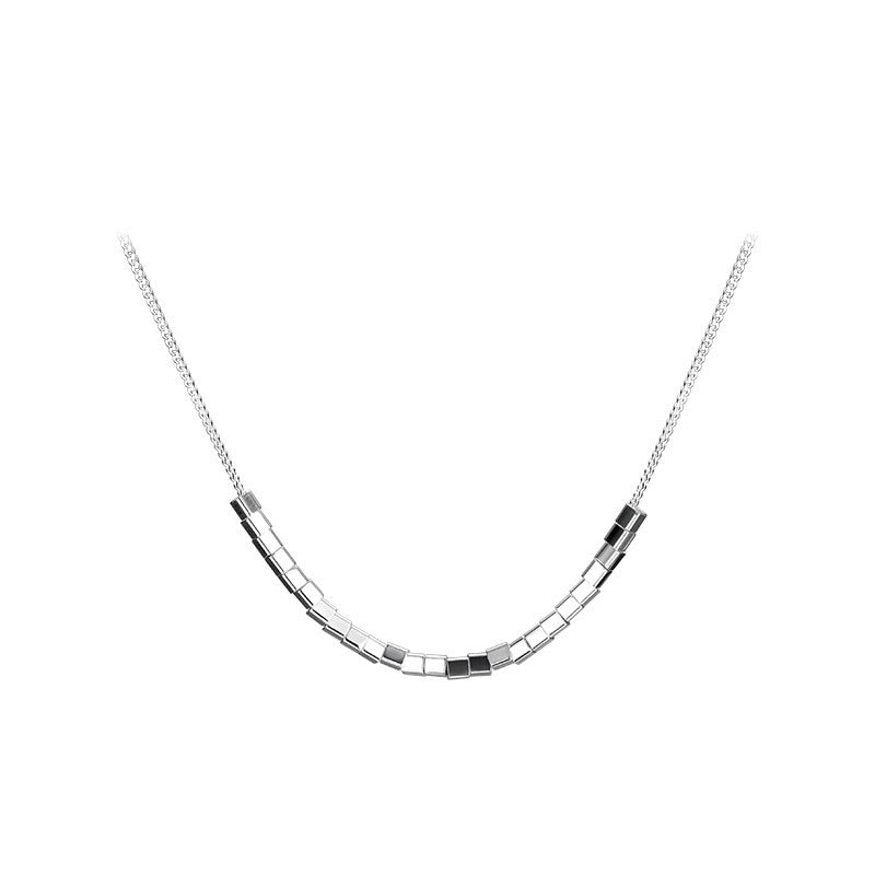Wholesale Silver cube necklace clavicle chain