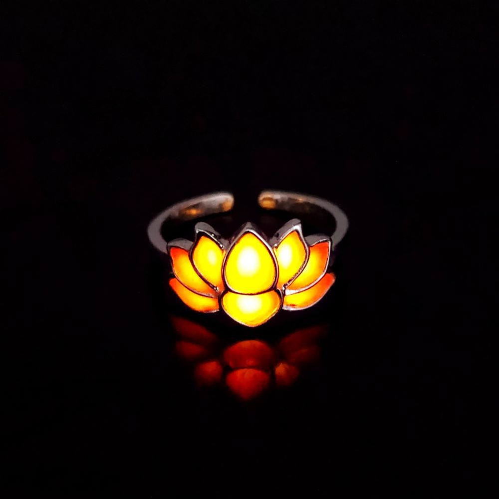 Wholesale Luminous Blooming Lotus Energy Adjustable rings