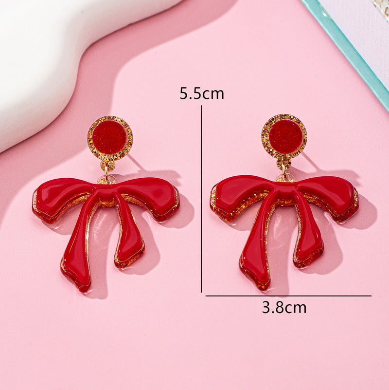 Wholesale Red Bow Acrylic Earrings