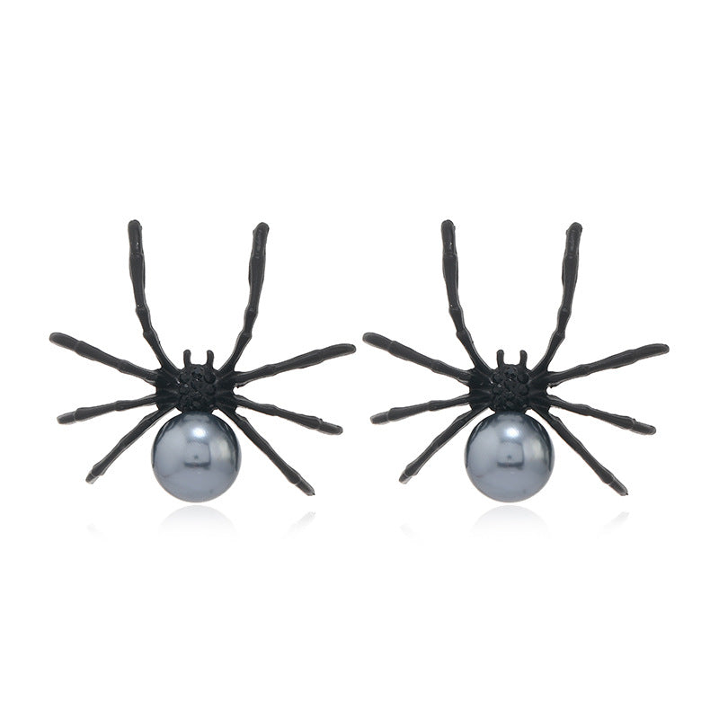 Wholesale Black Pearl Spider Insect Earrings
