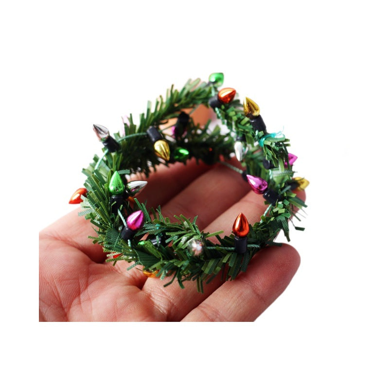 Wholesale Dollhouse1:12 doll house mini rattan lights string lights Christmas door model bjd holiday decoration accessories