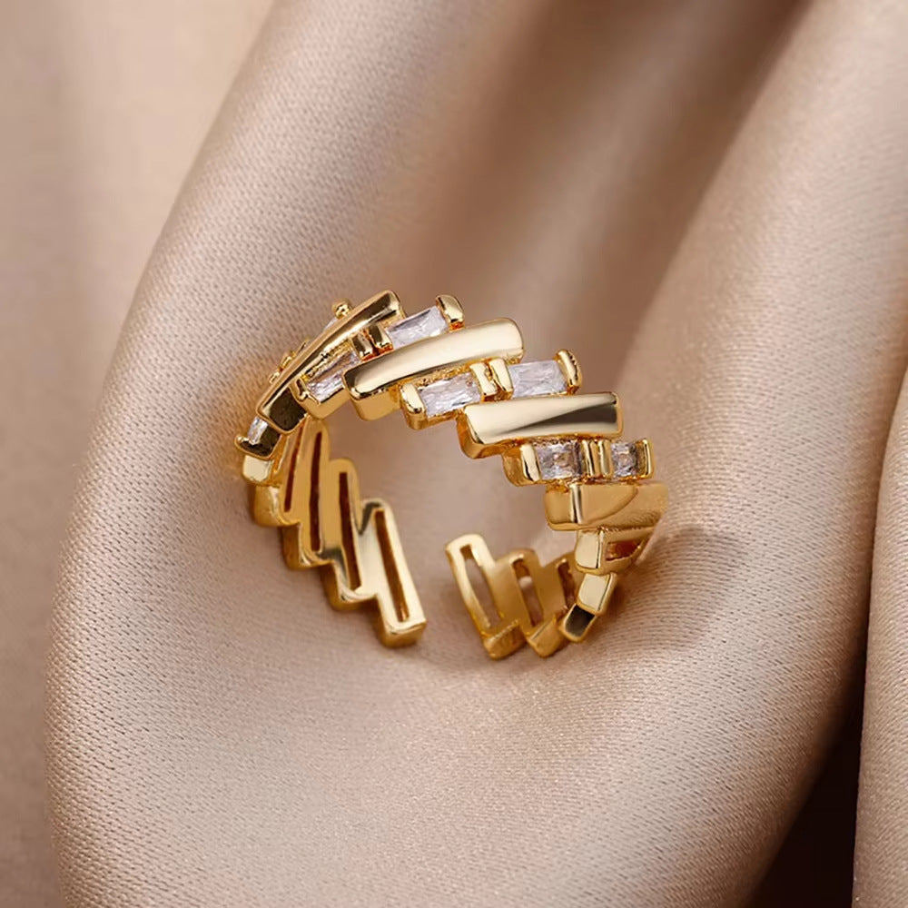 Wholesale stainless steel geometric ring niche design adjustable ring