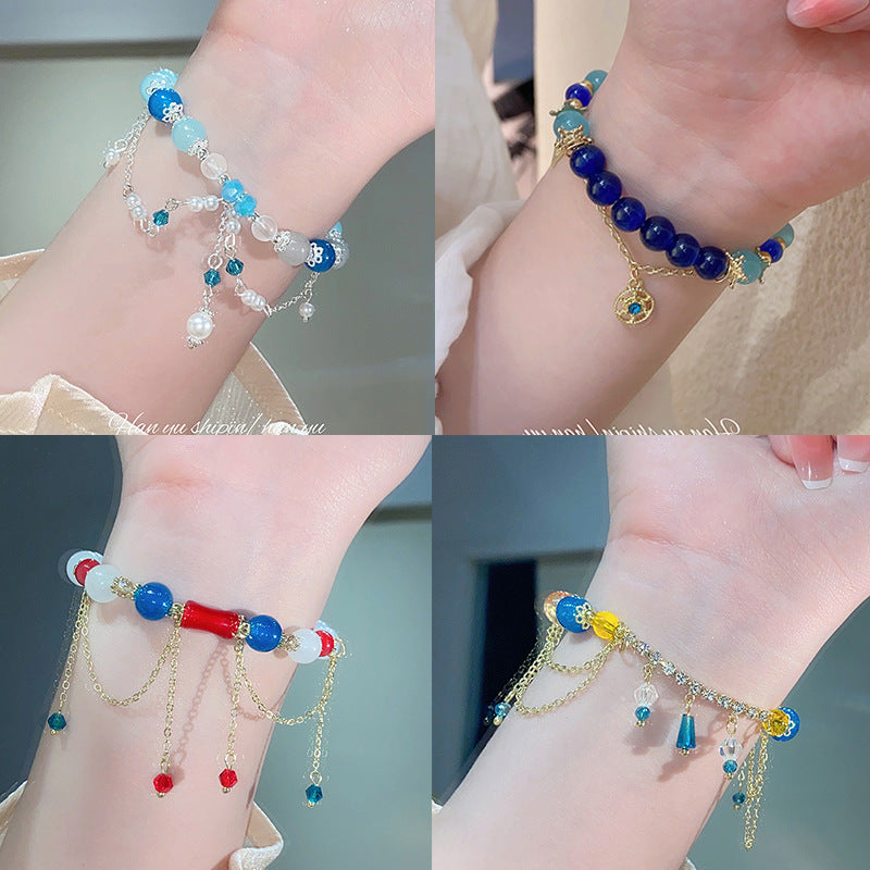 Wholesale Colorful Beaded Crystal Tassel Bracelet