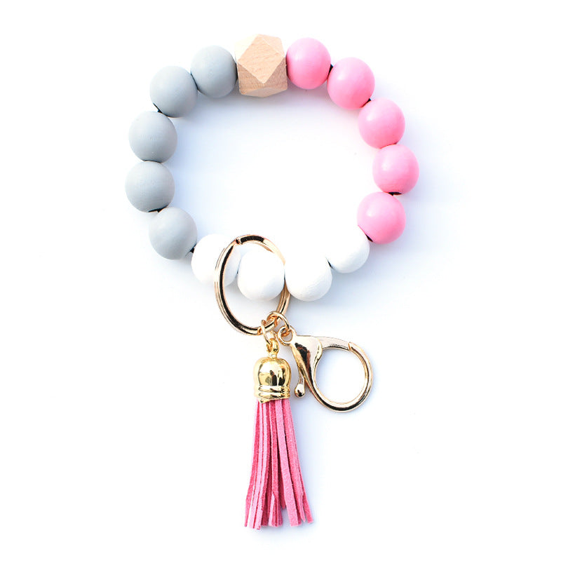 Llavero de muñeca con cuentas de silicona colorida al por mayor