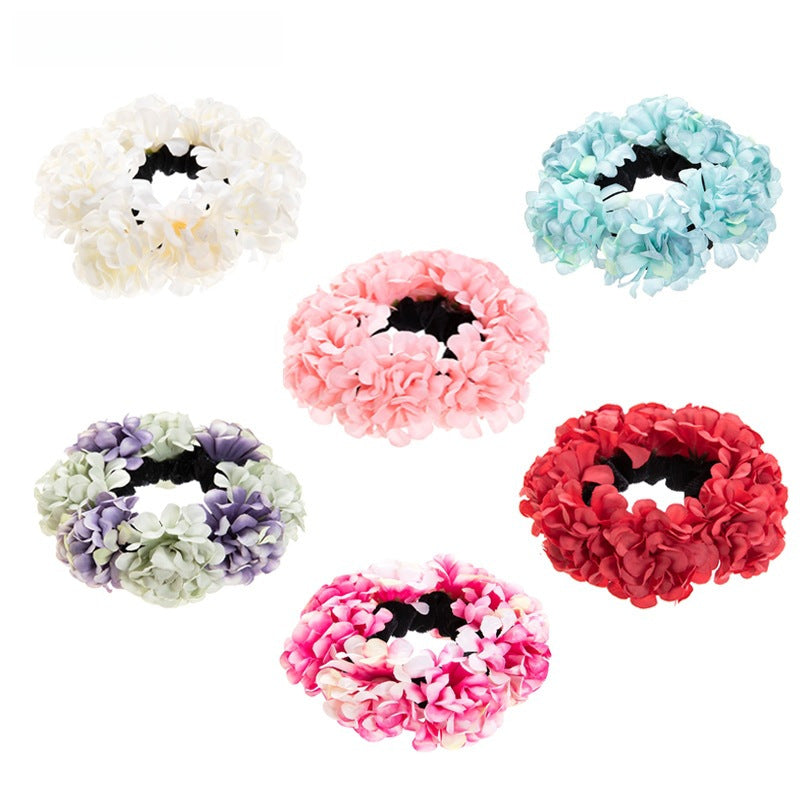 Wholesale spring and summer simulation fabric flower elastic Bohemian hydrangea holiday head rope