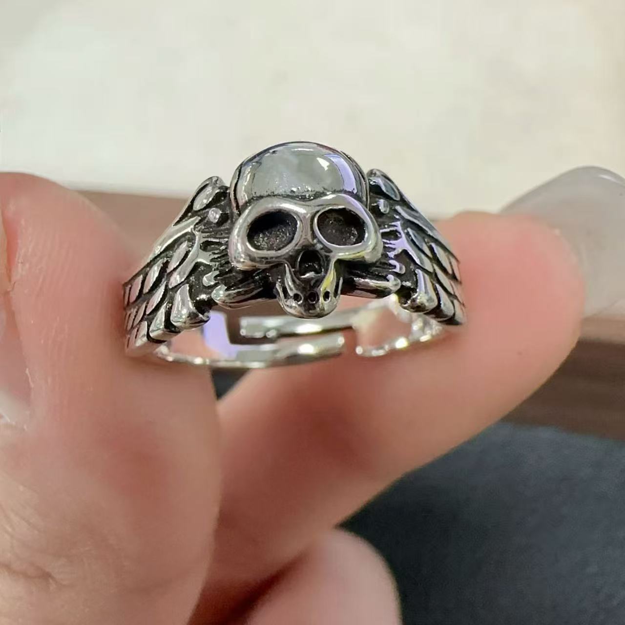 Wholesale Vintage distressed skull men's ring