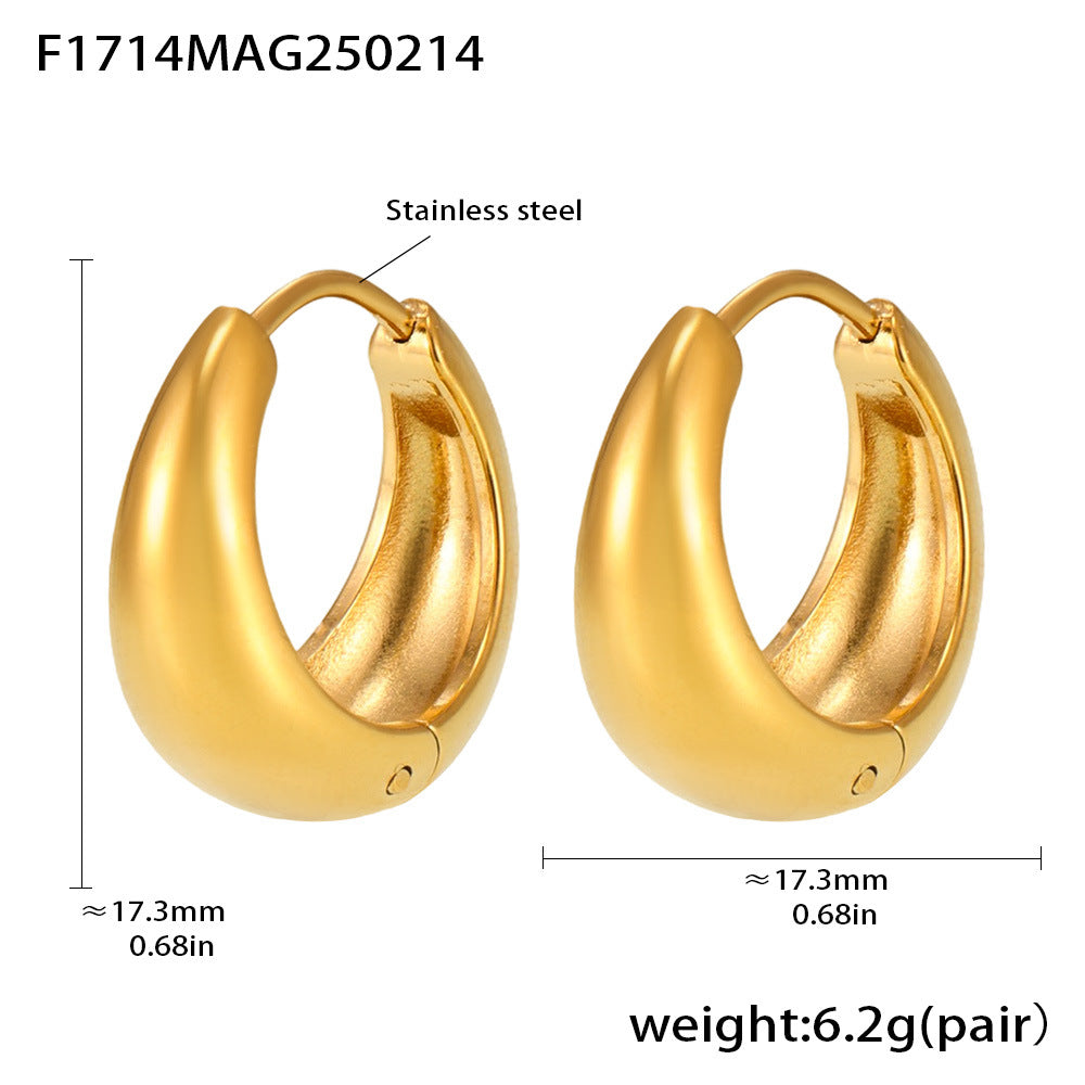 Wholesale Plain stainless steel high polished gold color matching earrings