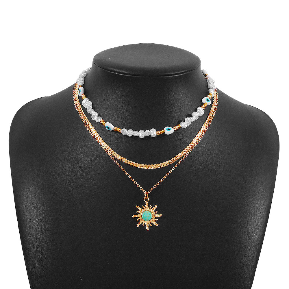 Wholesale Fashion Pearl Colored Rice Bead Bohemian Clavicle Necklace