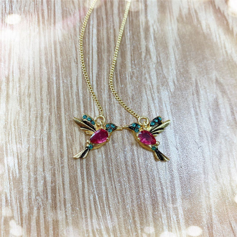 Wholesale Chic Pink Alloy Bird Earrings With Thread Fashion Jewelry Accessory For Resale