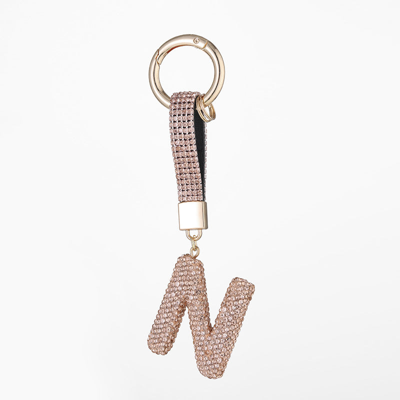Wholesale Pottery Clay Water Diamond Alloy Dot Diamond Letter Keychain