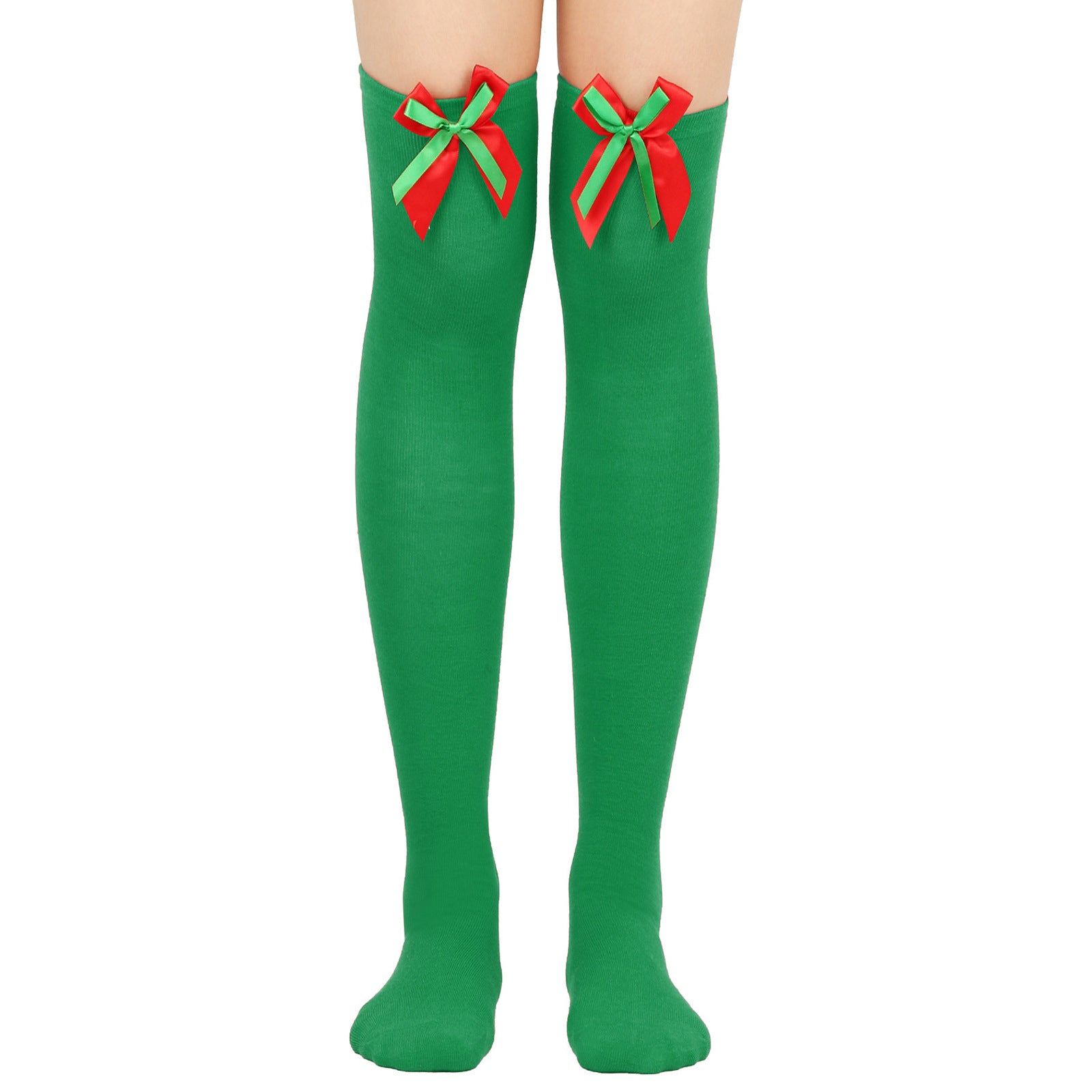 Wholesale Bow Christmas Ball Striped Over-the-Knee Socks
