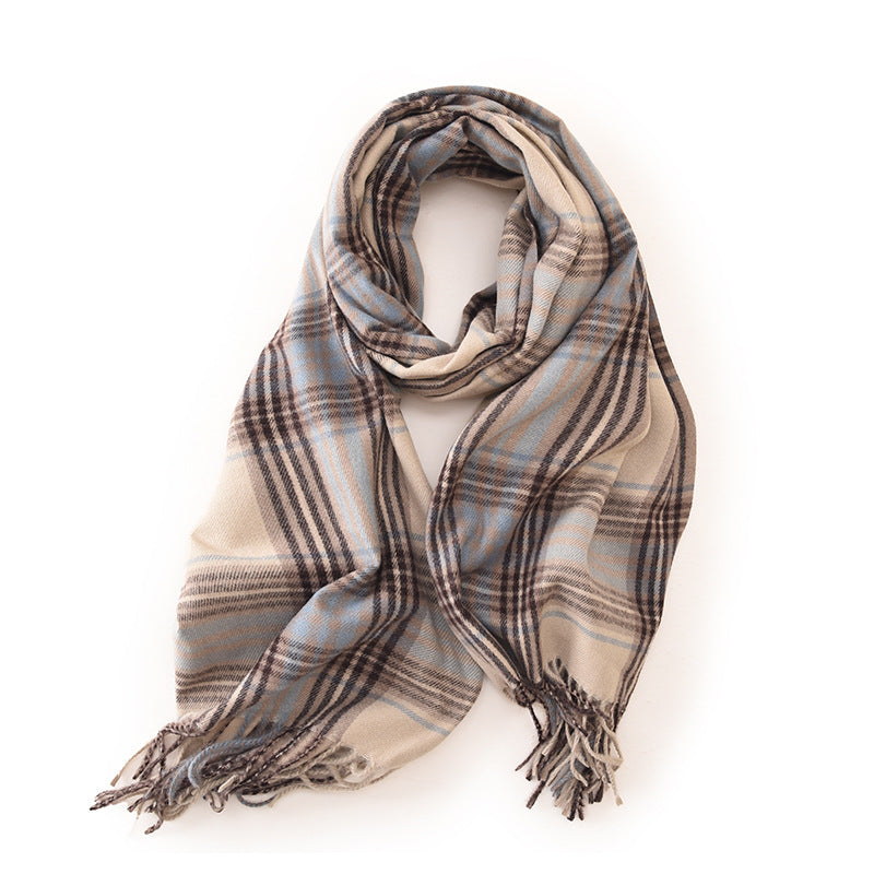 Wholesale Autumn and Winter Plaid Tassel Imitation Cashmere Scarf