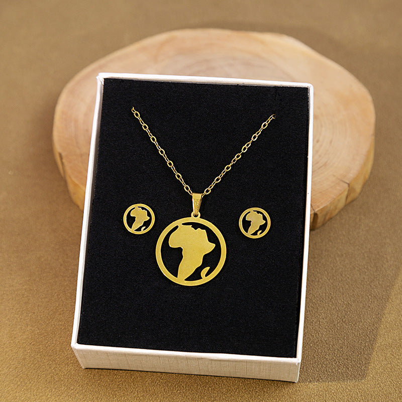 Wholesale Stainless Steel Geometric Cross Earrings Necklace Set