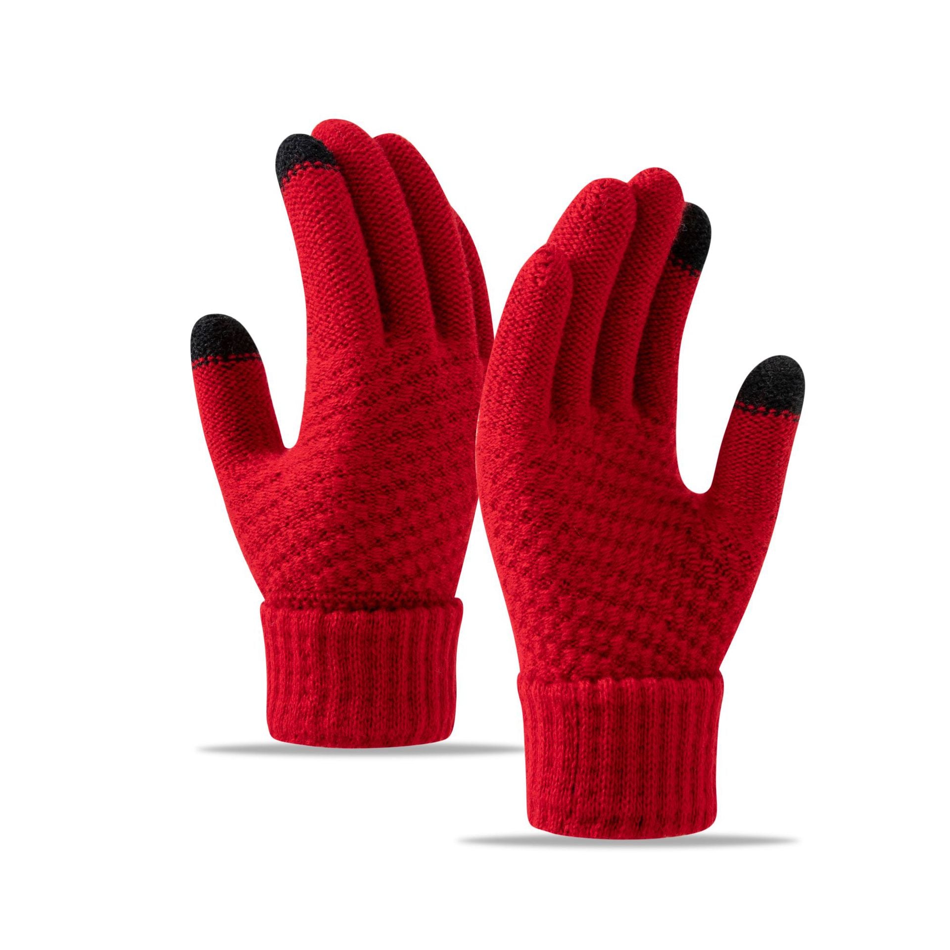 Wholesale Winter Velvet Thickened Cute Cycling Touch Screen Warm Wool Knitted Gloves