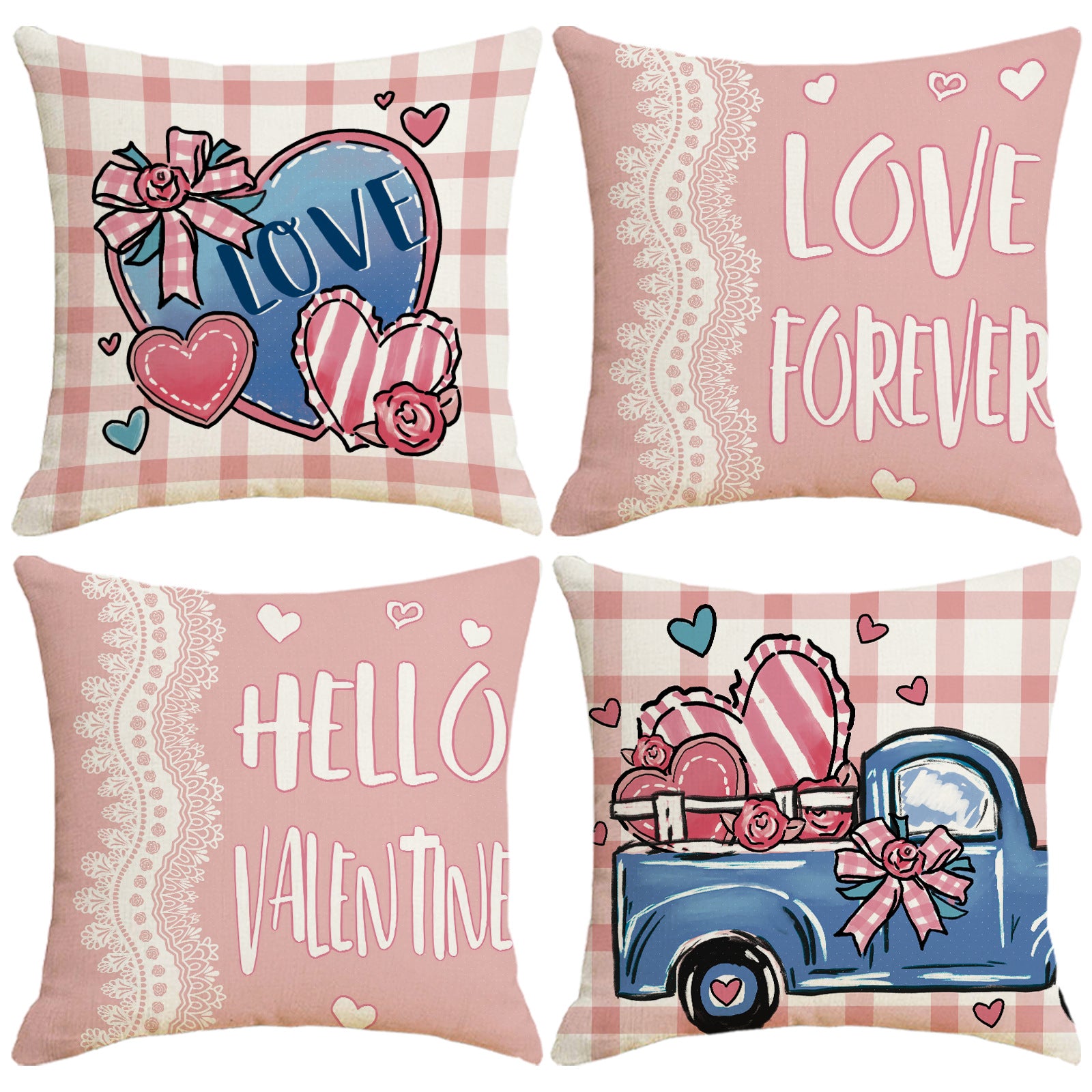 Wholesale Valentine' s Day Set Pillowcase Red  Heart  Lmitation Linen Pillowcase